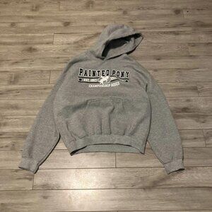 y2k casual grey painted pony fitted hoodie